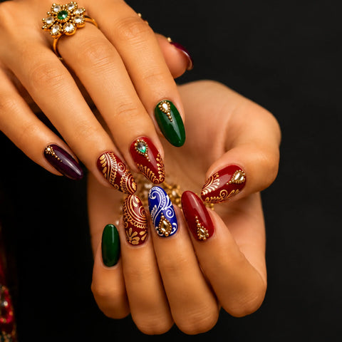 Navratri Trendy Press On Nails