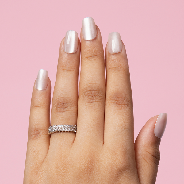 Silver Cateye | Medium, Square Press-On Nails
