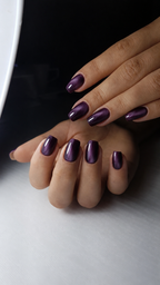 Puple Black Cat Eye Short Round | Party Press-On Nails