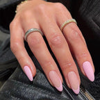 French Pink Tips - Long Almond | Casual Press on Nails