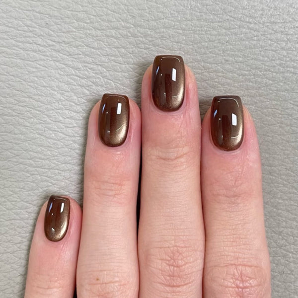 Cuty Brown Cateye  | Short Square, Press On Nails