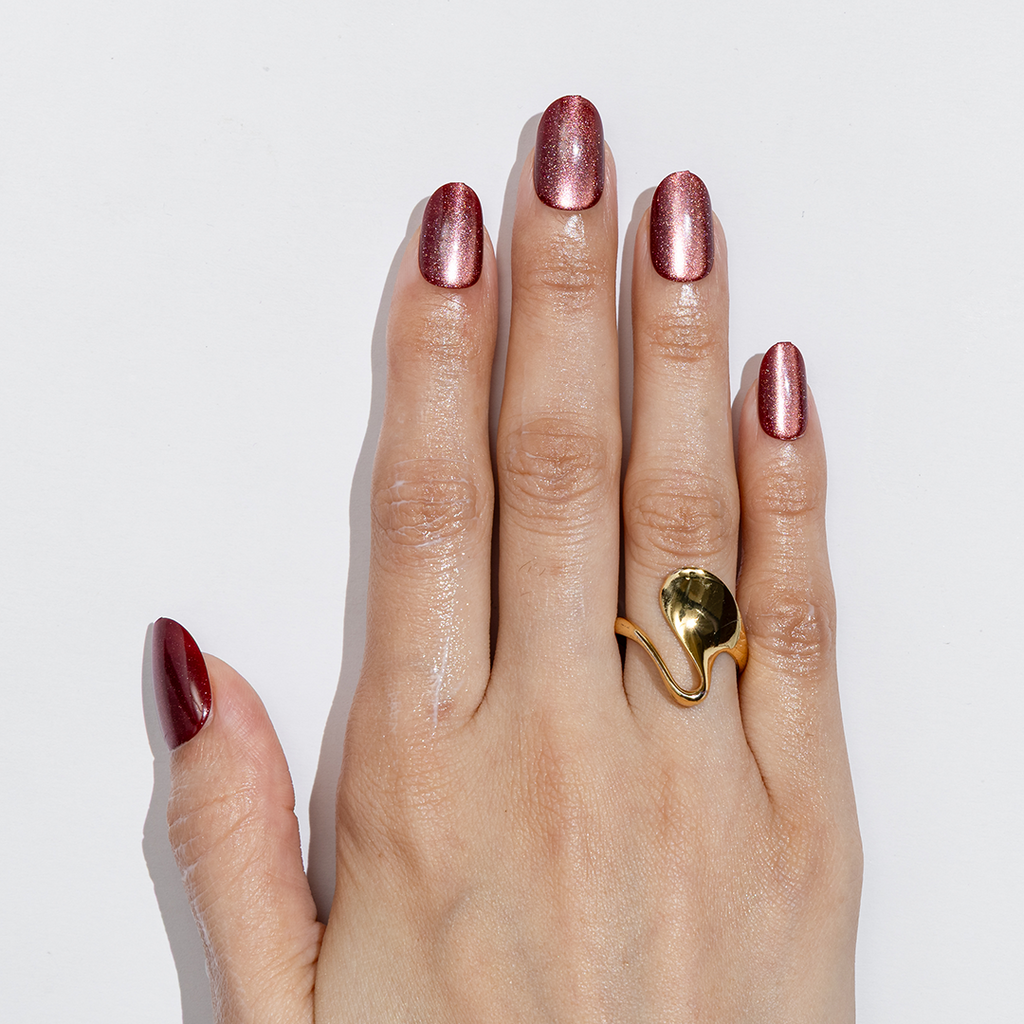 WineCat Eye Short Squar| Party Press-On Nails