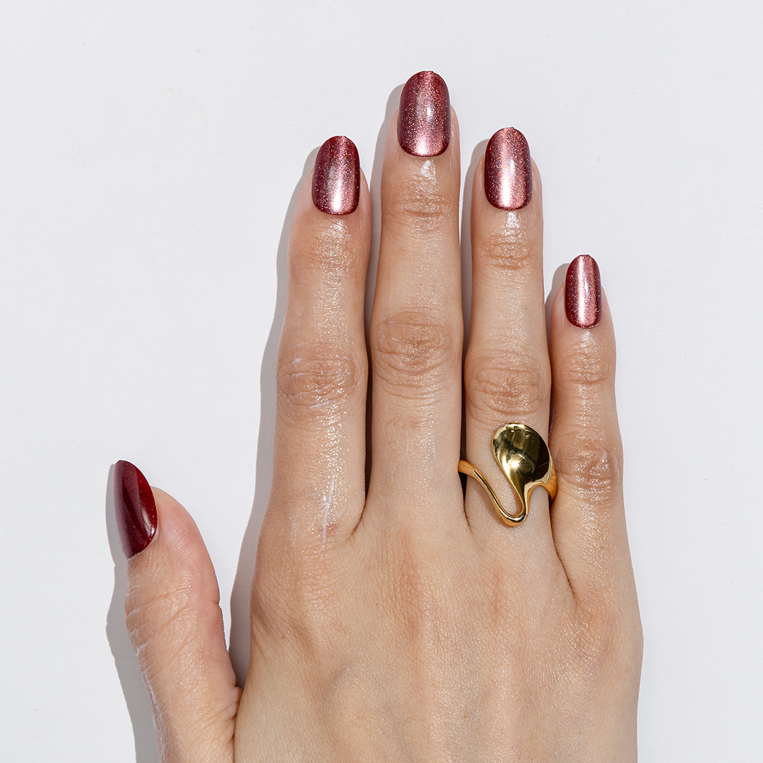 WineCat Eye Short Squar| Party Press-On Nails