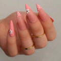Nude Polka Pink- Long Stiletto | Press on Nails