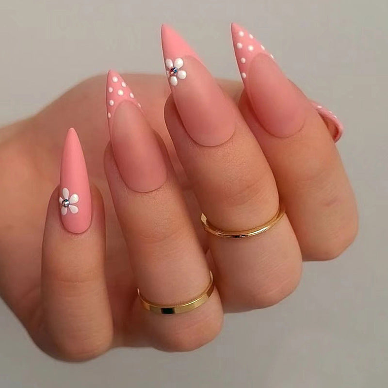 Nude Polka Pink- Long Stiletto | Press on Nails