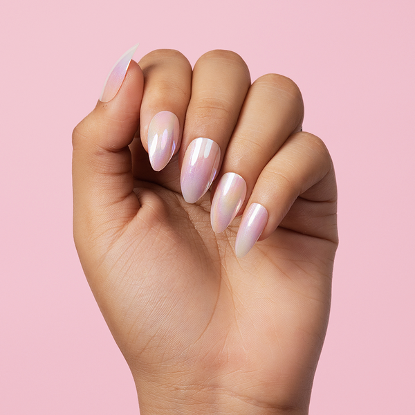 Pink Crome art  | Long Almond, Press-On Nails