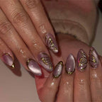 Bridal Purple Cateye With Crome art Press on Nails