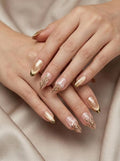 Bridal Gold & Nude Crome Art Press-on Nails