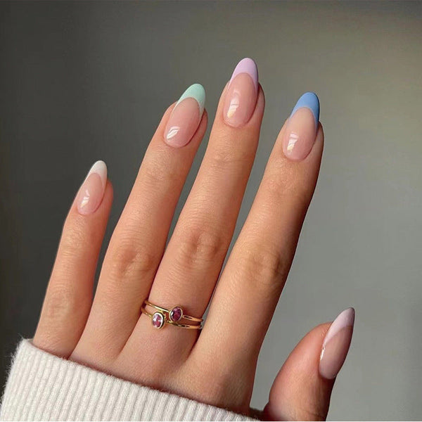 Pastel Multi Color French - Press On Nails