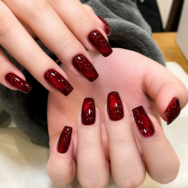 Bridal Red Cat eye Press on Nails