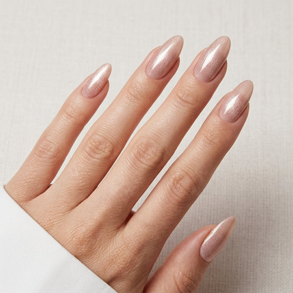 Golden Glitter Party, Casual, Daily Wear | Medium Almond, Press On Nails
