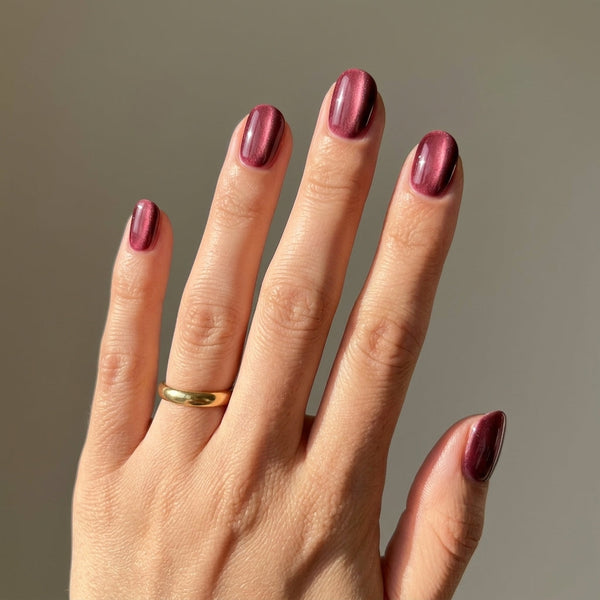 WineCat Eye Short Squar| Party Press-On Nails