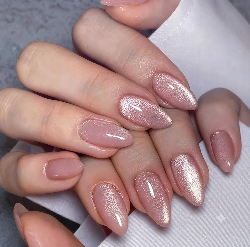Bridal Cateye Press on Nails For Wedding