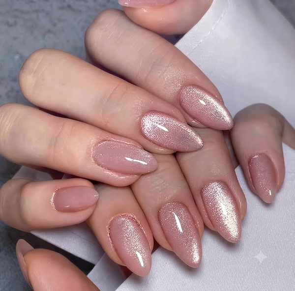 Bridal Cateye Press on Nails For Wedding