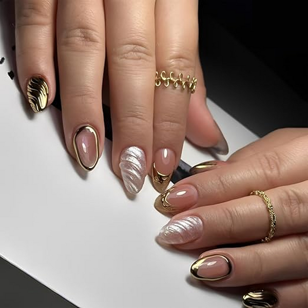 Trandy 3D Nails With Shell Art Perfect Party Press on Nails