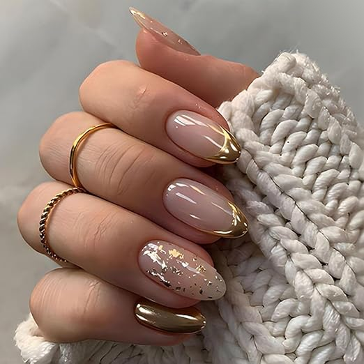 Bridal Nude Crome Art Press on Nails