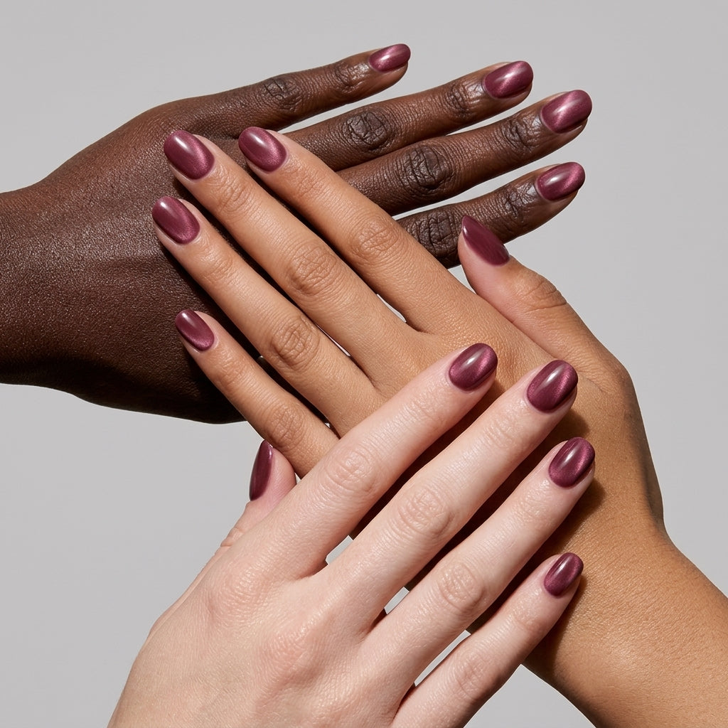 WineCat Eye Short Squar| Party Press-On Nails