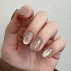 Golden Cat Eye Short Round | Party Press-On Nail