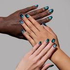 Navy Blue Cat Eye Short Round | Press on Party Nail