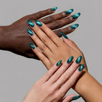 Cosmic Blue Aura Cat Eye Medium Round | Party Press On Nails