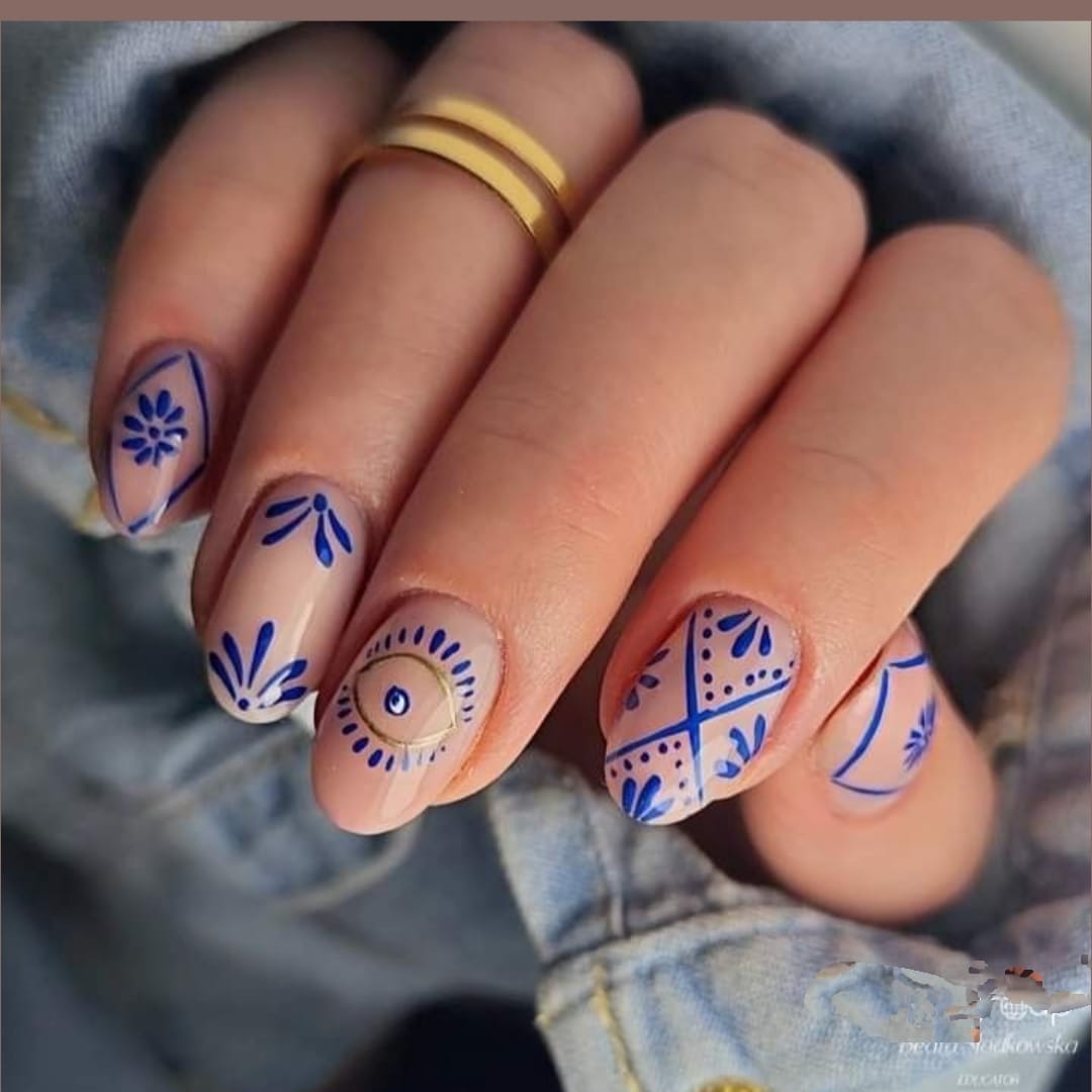 Nude color Navratri Press on Nails